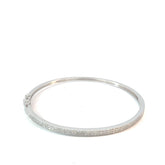 14k White Gold 1.00ct G VS2 Round Diamond Micro Pave 3.12mm Bangle Bracelet